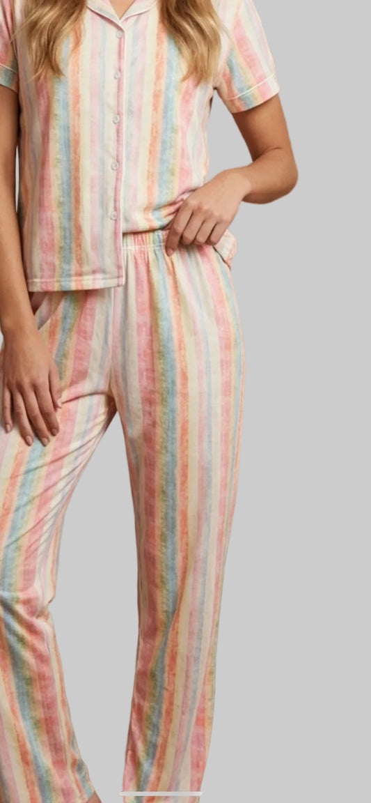 Brisa Floral botones, pantalón, manga corta