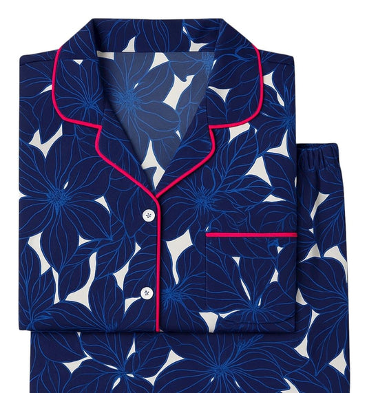 Azul profundo manga corta camisa/pantalón