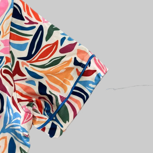 Flores camiseta, manga corta, pantalon