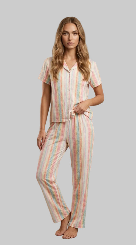 Brisa Floral botones, pantalón, manga corta