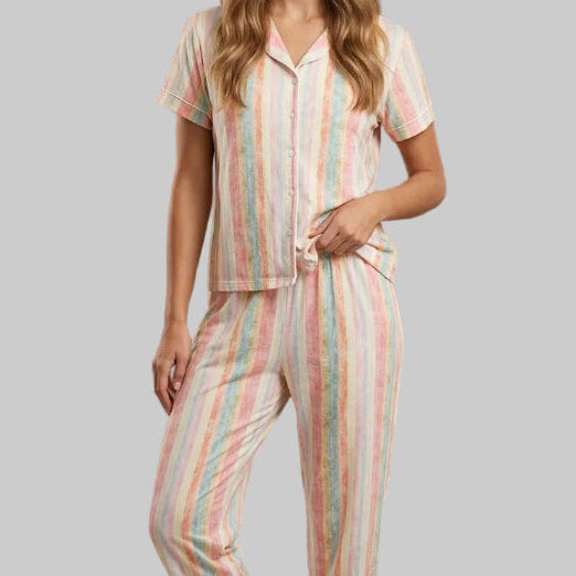 Brisa Floral botones, pantalón, manga corta