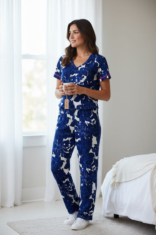 Azulejo profundo camiseta manga corta/pantalon